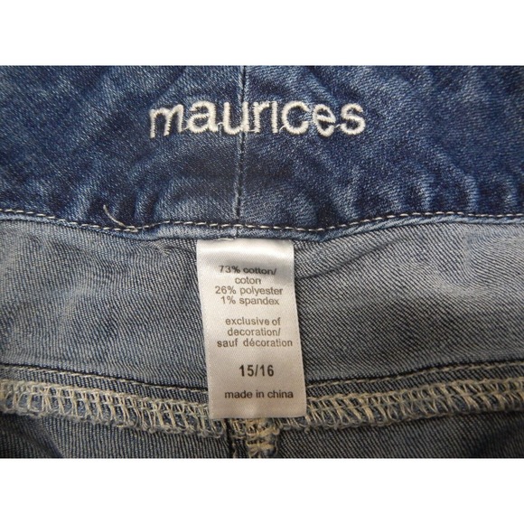 Maurices Jeans Women's 15/16 Short Blue Medium Wash Embroidered Denim 34x19in - Picture 3 of 8